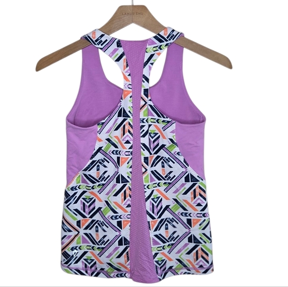 Ivivva | Girls Pink Racerback Tank Top with Colorful Geometric Design Size 14 - Picture 4 of 5